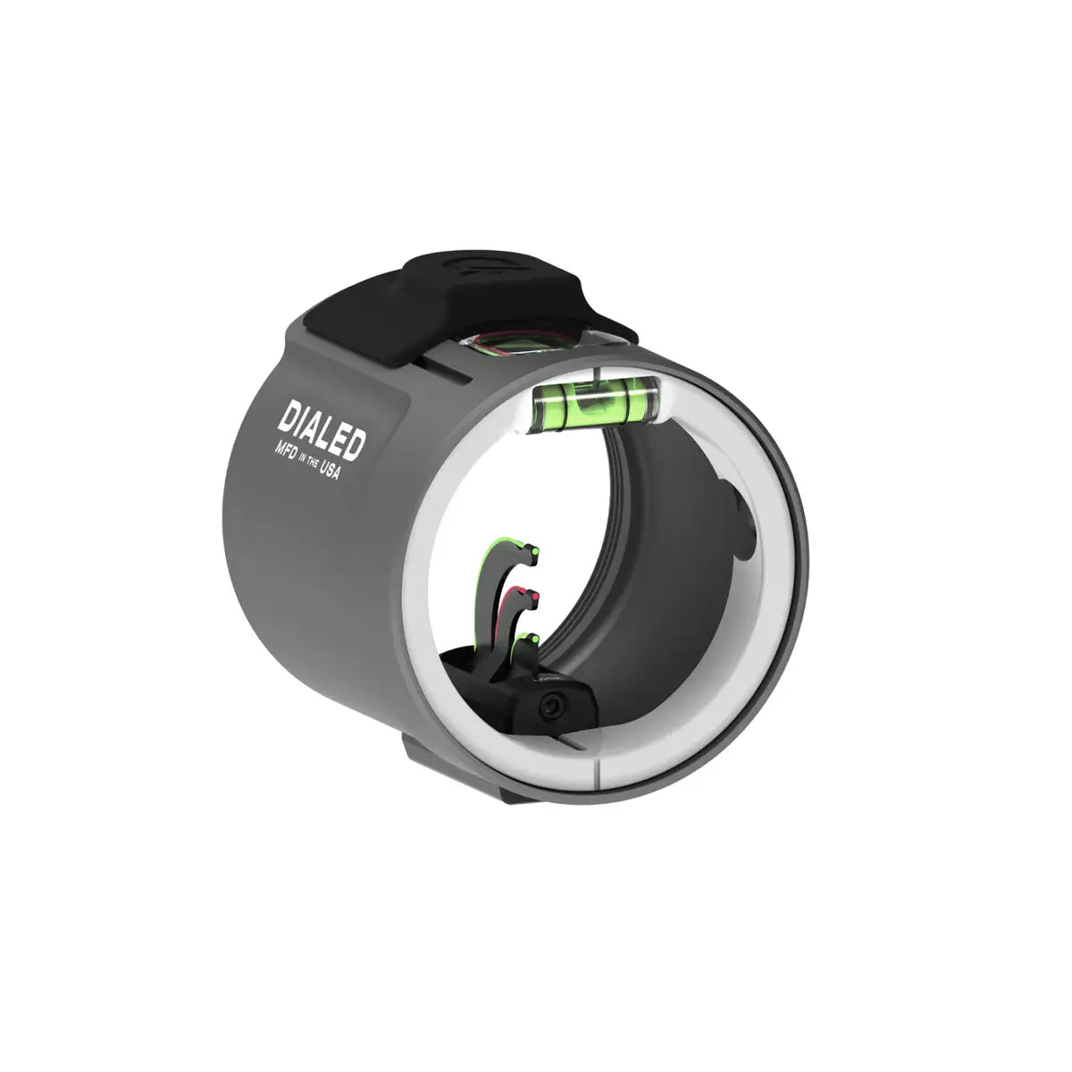 Black Dialed MAG-3VA right handed scope with enclosed circular frame and green illuminated reticle.