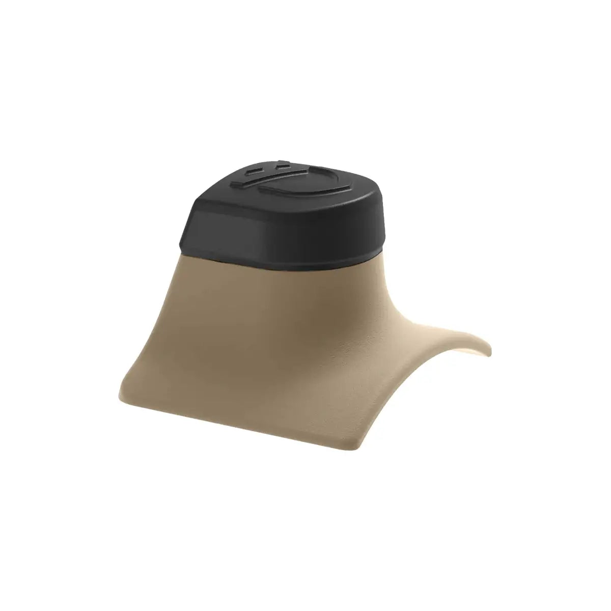 Compact sight light in clay color with a black top and curved base design.