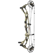 Right-handed Hoyt RX-10 LD compound bow in camouflage with carbon riser and dual cams.