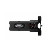 Mathews black carbon fiber bridge-lock sight bar with circular sight level and mounting slot.
