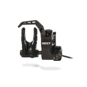 Black Hoyt UltraRest Integrate MX2 cable-driven arrow rest with adjustable arms and mounting bracket.