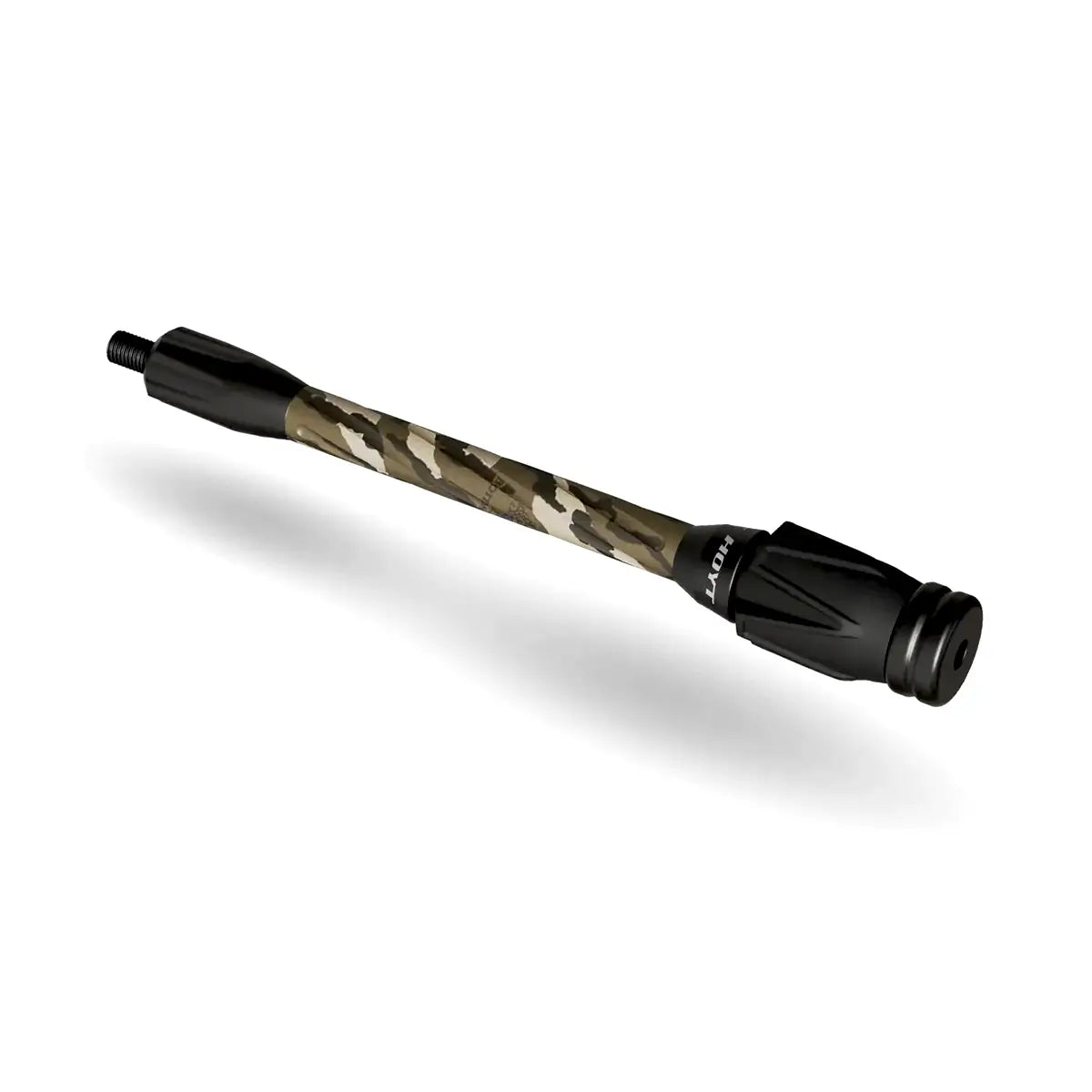 6-inch Hoyt Stealth Pro Series bow stabilizer in Realtree APX camouflage pattern with black end caps.