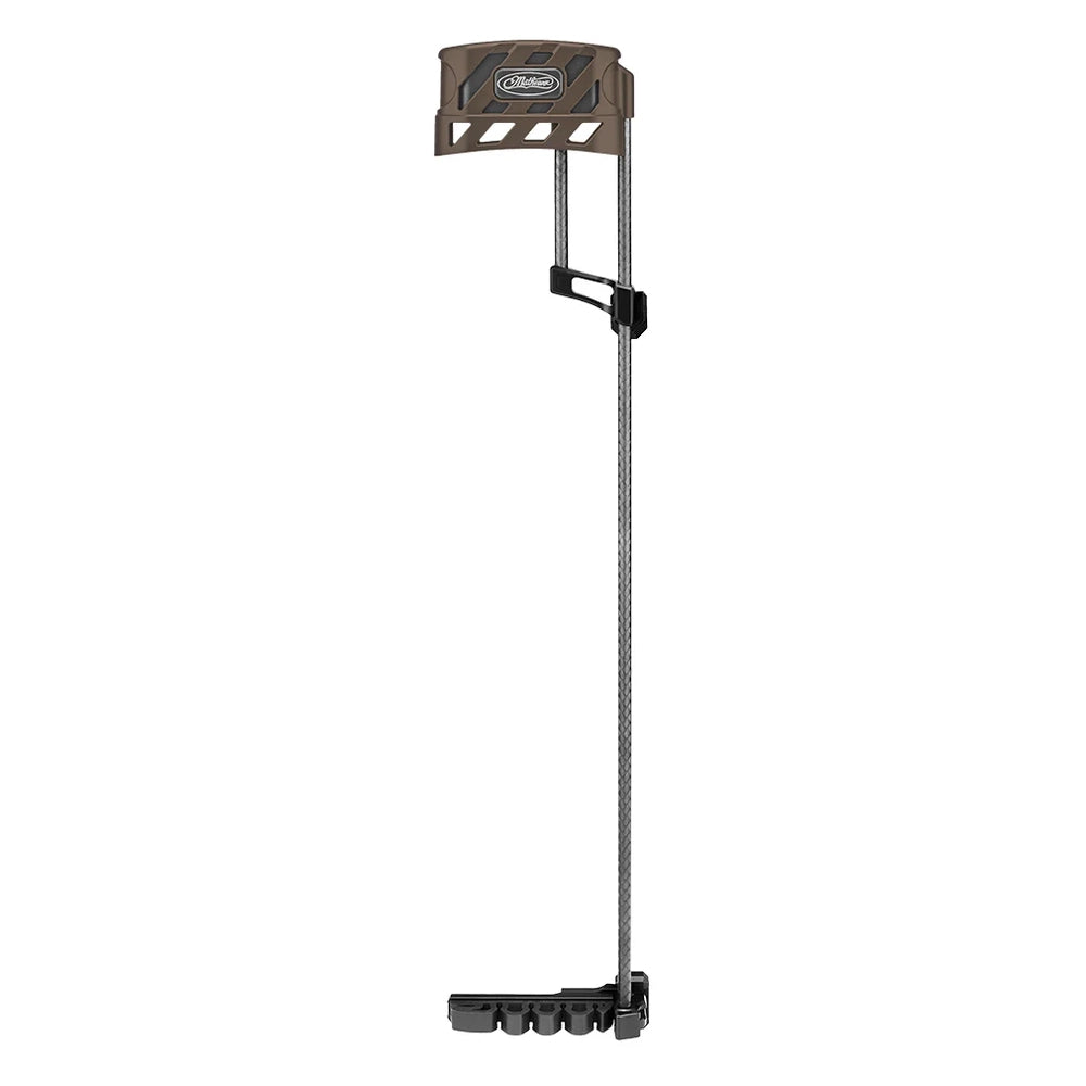 Mathews Lowpro detachable quiver in Kodiak camo with arrow slots and mounting bracket.