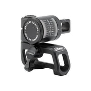 Black Mathews Integrated Bridge-Lock V-Bar stabilizer with adjustable dial and mounting bracket.