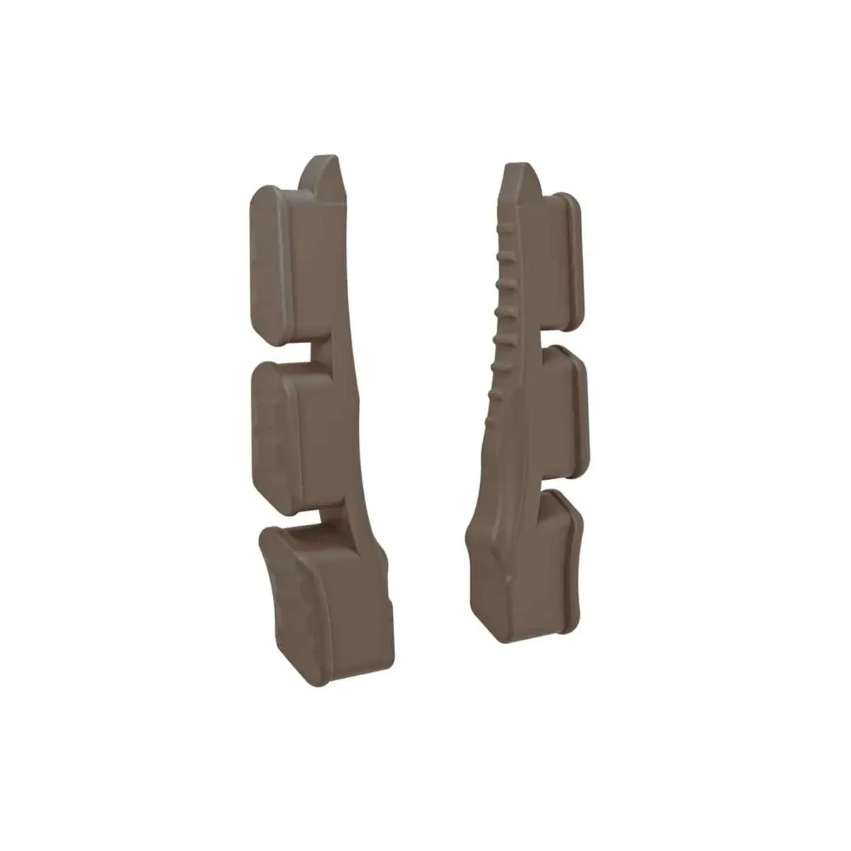Pair of Kodiak brown QAD MX2 launcher damper pads with contoured and ridged design.