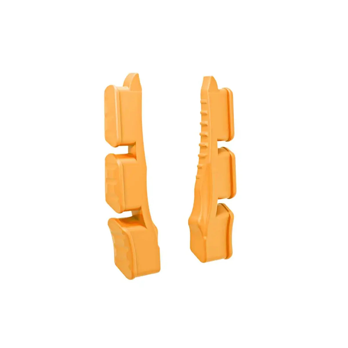 Pair of orange QAD MX2 launcher damper inserts with textured sides for firearm recoil control.