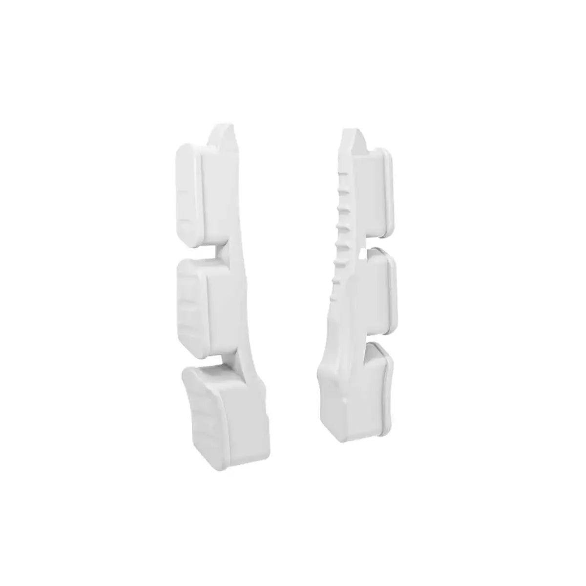 Pair of white QAD MX2 launcher dampers with textured grip and contoured design.