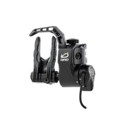 Black QAD MX2 cable-driven arrow rest with adjustable mounting and drop-away arm design.
