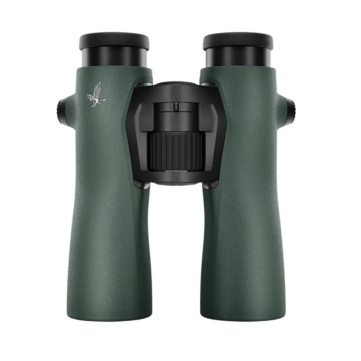 Swarovski NL Pure 12x42 binoculars in dark green with textured grip and central focus wheel.